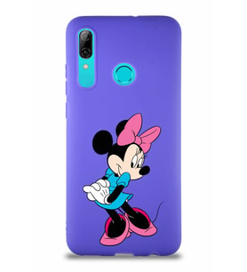 Huawei P Smart 2019 Soft Premier Kapak Minnie Mouse-F Tasarımlı Silikon Kılıf - Mor (Şeffaf)