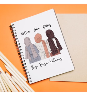 3 Kız Arkadaş Tasarımlı Kişiye Özel Defter