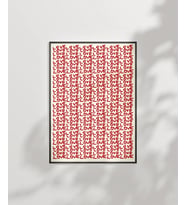 Çerçevesiz Poster Kırmızı Love Yazılı Tekrarlı Desen (Çok Renkli)
