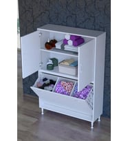 Eliusta Miretta Üst Bölme Kapaklı Altı Kirli Sepetli Dolap 90 cm Genişlik Beyaz 90x138x32,5 cm Dolap