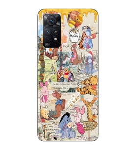 Redmi Note 11S - Note 11 Uyumlu Winnie The Pooh Kolaj Tasarımlı Şeffaf Telefon Kılıfı