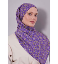 Mini Yazı Detayi Twill İpek Eşarp-0926 (Lila)