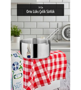 14 Cm Orta Boy Lüx Paslanmaz Çelik Sütlük & Sosluk & Kaçerola