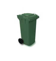 Kapaklı Tekerlekli Çöp Toplama Konteyneri Kutusu 120 Litre - 95 x 60 x 50 Cm. - Yeşil