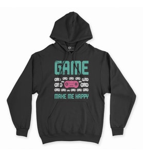 Game Make Me Happy Siyah Kapşonlu Sweatshirt Hoddie