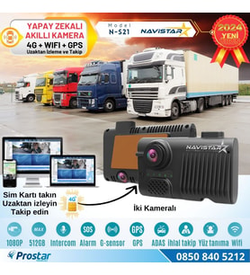 4G Uzaktan izlemeli 2 Kameralı Wifi GPS Yapay Zeka destekli Akıllı Dashcam Kamyon Tır Kamera Sistemi