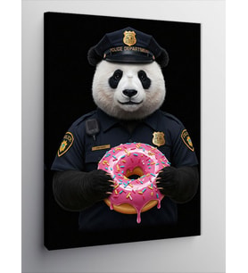 Kanvas Tablo Polis Pandası Ve Donut