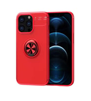 Apple iPhone 13 Pro Max Kılıf Standlı Yüzüklü Manyetik Silikon (Kırmızı)