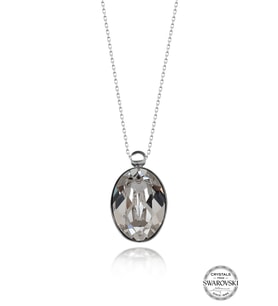 Swarovski Crystal Kadın 8 mm Çerçeveli Gümüş Kolye
