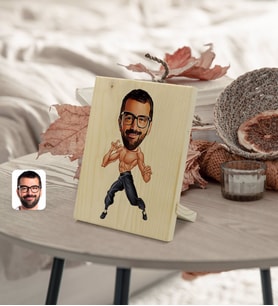 BK Gift Kişiye Özel Bruce Lee Karikatürlü Dekoratif Ahşap Çerçeve Model 1