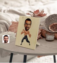 BK Gift Kişiye Özel Bruce Lee Karikatürlü Dekoratif Ahşap Çerçeve Model 1