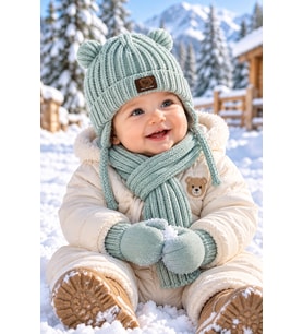 KİTTİ 26150-07 0-18 AY ERKEK BEBEK ATKI BERE ELDİVEN SET