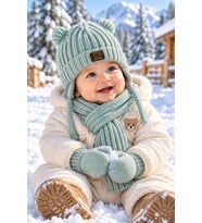 KİTTİ 26150-07 0-18 AY ERKEK BEBEK ATKI BERE ELDİVEN SET