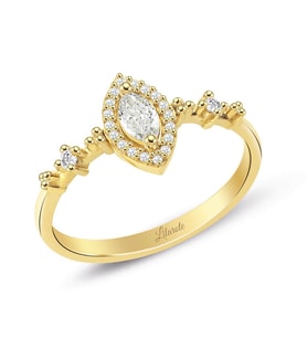 0.32 Ct. Pırlanta Modern Tasarım Markiz Yüzük (Gold)
