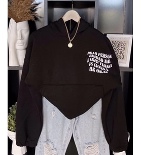 Oversize Dear Person Behind Me Kapşonlu Sweatshirt