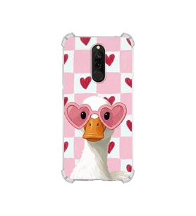 PrintiFy Redmi 8 ile Uyumlu Pembe Pötikare Serisi Göletin Gülü Tasarımlı Uv Baskılı Köşe Korumalı Antişok Kılıf