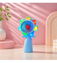 Çiçek Tasarımlı LED Işıklı Mini El Fanı Taşınabilir USB Şarjlı Renkli Vantilatör