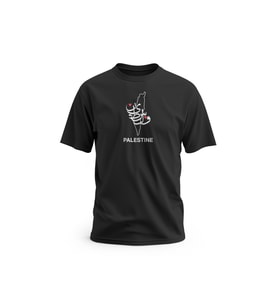 Kısa Kollu Filsitin Haritası Filistin Yazısı İçeren Ortada Dijital Baskılı Unisex S - 2XL T300003 (Siyah)