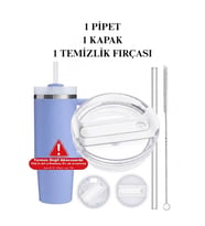 Stanley Quencher 40 Oz 1.18 LT Uyumlu Pipetli Termos Kapak - Beyaz Kapak Quencher + Pipet + Fırça