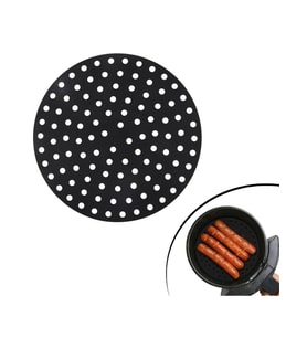 Siyah Isıya Dayanıklı Yıkanılabilir Silikon Fırın Ve Airfryer Yuvarlak Model Pişirme Matı 20 Cm (5343)