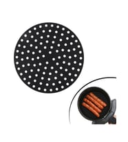 Siyah Isıya Dayanıklı Yıkanılabilir Silikon Fırın Ve Airfryer Yuvarlak Model Pişirme Matı 20 Cm (5343)