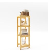 Natural Ahşap 4 Katlı Banyo Rafı Havluluk Mob103