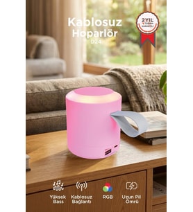 Torima Bluetooth Hoparlör SD USB Destekli Taşınabilir Speaker D24 Pembe