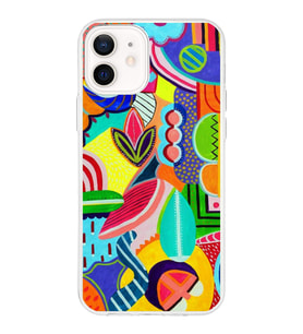 PrintiFy Apple  iPhone 12 Mini ile Uyumlu 1mm Slim Fit Retro Renkler 6 Baskılı Şeffaf  Kılıf