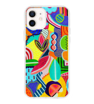 PrintiFy Apple  iPhone 12 Mini ile Uyumlu 1mm Slim Fit Retro Renkler 6 Baskılı Şeffaf  Kılıf