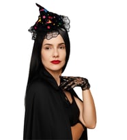 Halloween Cadılar Bayramı Taç Mini Cadı Şapkası Tüllü Renkli Model Parti Aksesuarı