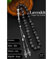 Erkek Doğal Taş Tesbih Lavrakit Tesbih 8 mm BT038 (Gri)