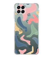 Samsung Galaxy M33 Uyumlu Köşe Korumalı Antişok Kapak Abstract Tasarımlı Şeffaf Silikon Kılıf
