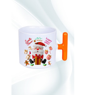 Noel Baba Happy Christmas Baskılı T Saplı Kupa Bardak Porselen Çay Kahve Fincanı