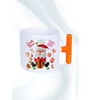 Noel Baba Happy Christmas Baskılı T Saplı Kupa Bardak Porselen Çay Kahve Fincanı