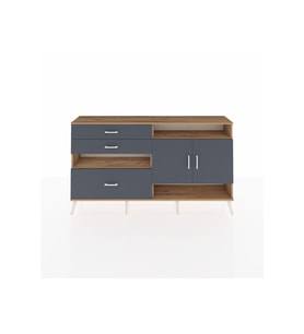 Arges Konsol 4 Raflı 3 Çekmeceli 2 Kapaklı 176x30x99 Çam-Antrasit