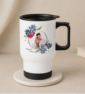 BK Gift Kişiye Özel İsimli Fotoğraflı Kulplu Beyaz Çelik Bardak Termos Mug 450ml-2, Sevgiliye Hediye, Arkadaşa Hediye, Eşe Hediye (Metal)