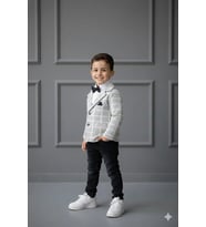 Erkek Çocuk Spor Ceketli Gömlekli ve Pantolonlu 3'lü Premium Seri