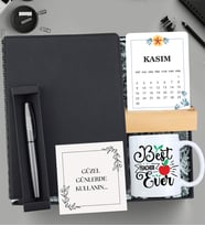 Kişiye Özel Kalem & Ajanda & Takvim & Kupa Öğretmene Hediye Seti (Siyah)