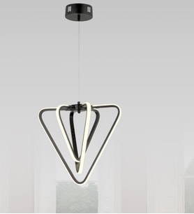 Üçgen 3'Lü Oturma Odası Led Avize (Siyah)