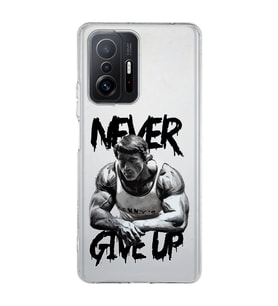 Redmi Mi 11T/Mi 11T Pro Uyumlu Arnold Fitness Never Give Up Desenli Şeffaf Telefon Kılıfı