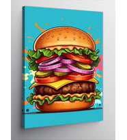 Kanvas Tablo Renkli Burger Çizimi