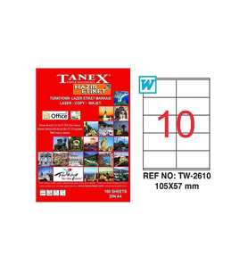 Tanex Lazer Etiket 100 Yaprak 105 x 57 Mm Lazer Yazıcı Etiketi