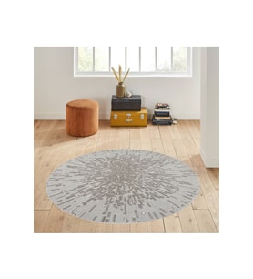 Eliana Home Baskılı, Yıkanabilir Kaymaz Taban Yuvarlak Halı LNA7001 120x120 cm (Gri)
