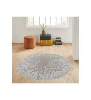 Eliana Home Baskılı, Yıkanabilir Kaymaz Taban Yuvarlak Halı LNA7001 120x120 cm (Gri)