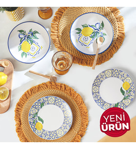 Keramika Lemon Bliss Ege Pasta Tabağı 20 Cm 4 Parça 22089-92 (Çok Renkli)