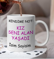 Komik - Esprili  Kendime Not Seni ALan Yaşadı Yazılı Komik Kupa Bardak