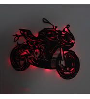 Lucenda Led Işıklı Motor Dekoratif Tablo Duvar Dekorlu Gece Lambası (Kırmızı)