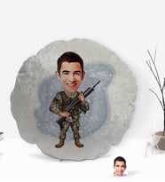 BK Gift Kişiye Özel Uzman Jandarma Karikatürlü Yuvarlak Dekoratif Kırlent Yastık-1