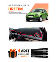 FORD FİESTA TİP 2 (2003-2010) Uyumlu Torpido Koruma Örtüsü Oto Kılıfı - Siyah Kırmızı