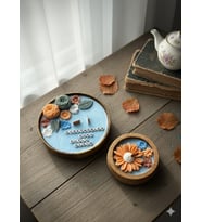 Sakin Bahçe Mum - Mumelia Candles Doğal Soya Çiçek Akasya ve Bambu Kase Tasarım Dekoratif Mum Seti